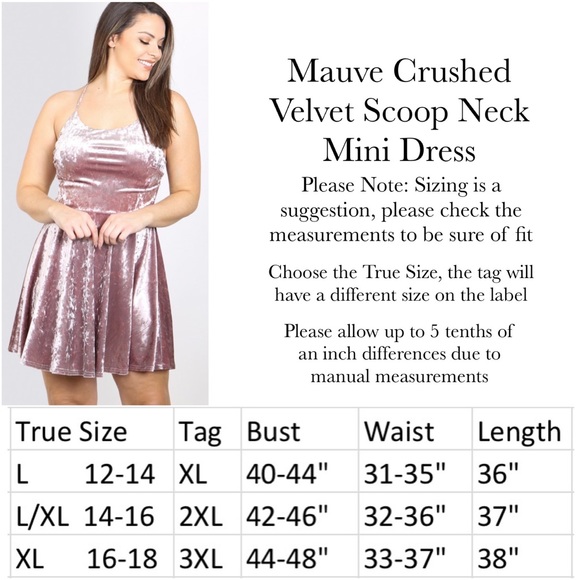 Sexy Plus Size Mauve Crushed Velvet Scoop Neck Mini Dress - Picture 13 of 13